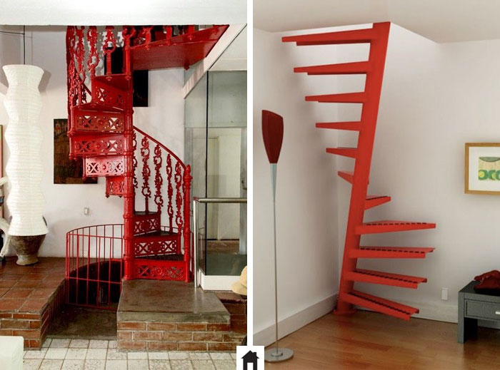 Escada caracol vermelha