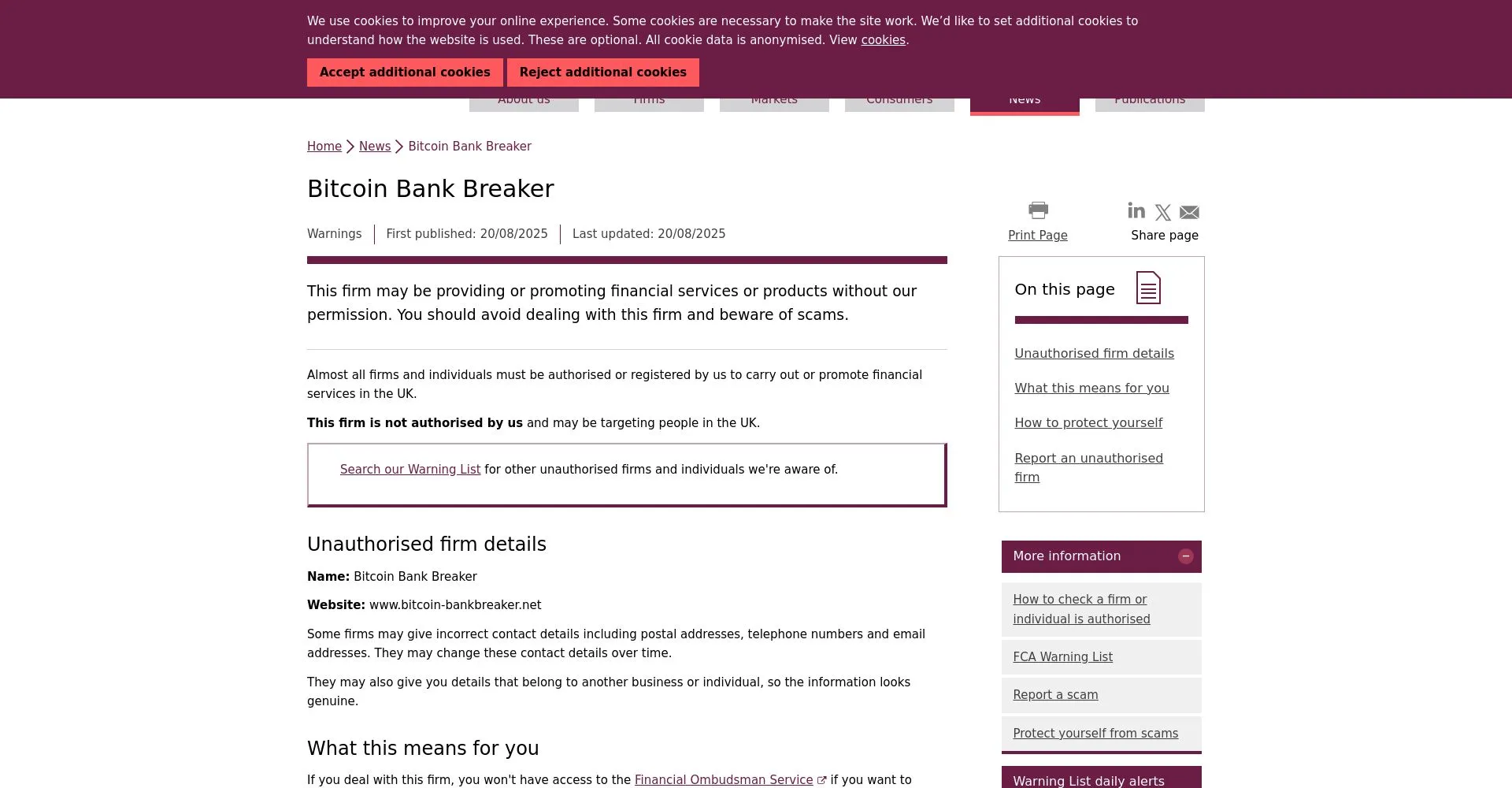 Bitcoin Bank Breaker revisão Portugal 2025: o que é, é uma burla?